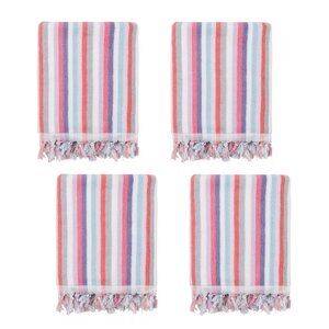 4 brand new Wild Sage Shae Multicolor Stripe 100% Cotton BATH Towels
